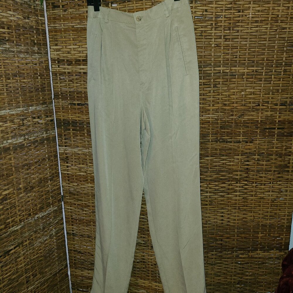 NWT VTG CORBIN Collection Pants Stanford Women’s Silk Pants Beige Size 8 USA